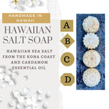 Hawaiian Salt Bar,Salt Soap,Hawaiian Salt,Sea Salt,Detox Soap,Destress,Spa Soap,Hawaii Soap,Exfoliate Soap,Cardamom,Hawaiian,Essential Oil Soap,Snowflake